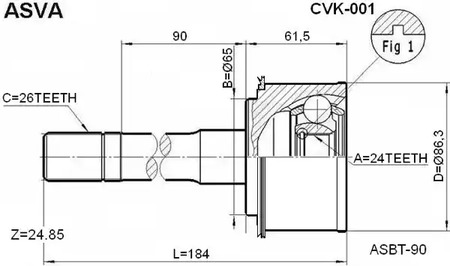 Шарнирный комплект приводной вал ASVA CVK-001