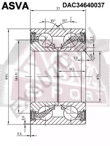 Подшипник ступичный передний ASVA DAC34640037