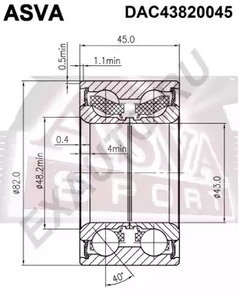 Подшипник ступичный ASVA DAC43820045