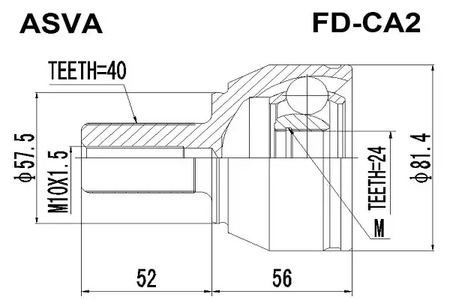 Шарнирный комплект приводной вал ASVA FD-CA2
