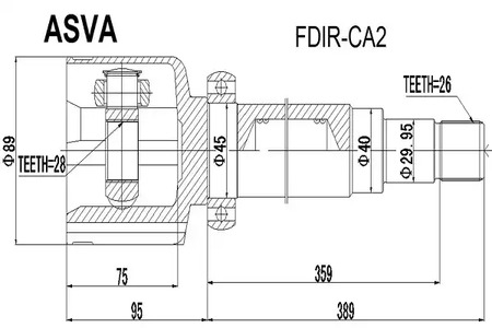 Шарнирный комплект приводной вал ASVA FDIR-CA2