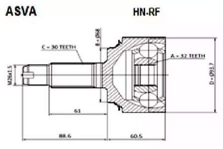 Шарнирный комплект приводной вал ASVA HN-RF