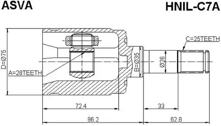 Шарнирный комплект приводного вала ASVA HNIL-C7A