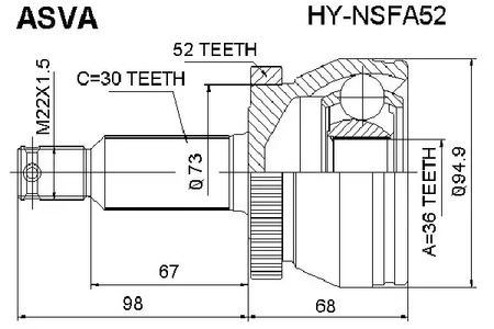 Шарнирный комплект приводной вал ASVA HY-NSFA52