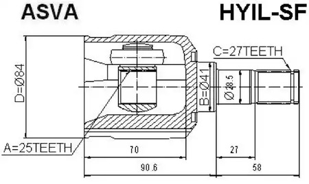 Шарнирный комплект приводной вал ASVA HYIL-SF