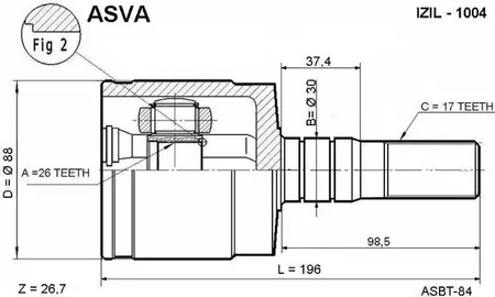 Шарнирный комплект приводного вала ASVA ISIL-1004
