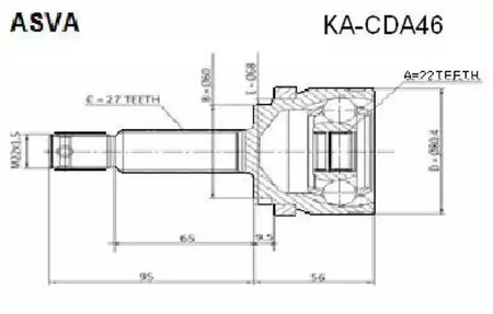 Шарнирный комплект приводной вал ASVA KA-CDA46