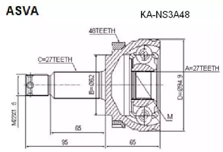 Шарнирный комплект приводной вал ASVA KA-NS3A48