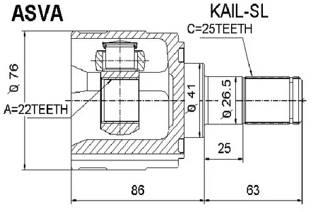 Шарнирный комплект приводной вал ASVA KAIL-SL