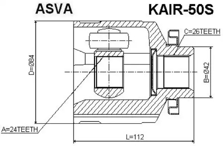 Шарнирный комплект приводной вал ASVA KAIR-50S