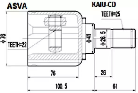 Шарнирный комплект приводной вал ASVA KAIU-CD