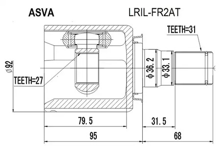 Шарнирный комплект приводной вал ASVA LRIL-FR2AT