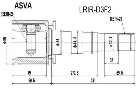 Шарнирный комплект приводной вал ASVA LRIR-D3F2