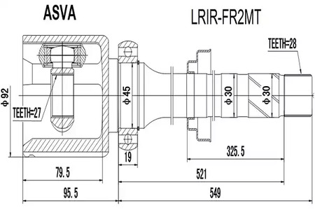 Шарнирный комплект приводной вал ASVA LRIR-FR2MT