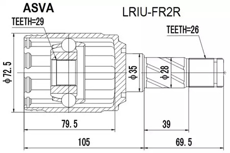 Шарнирный комплект приводной вал ASVA LRIU-FR2R