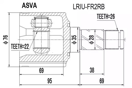 Шарнирный комплект приводной вал ASVA LRIU-FR2RB