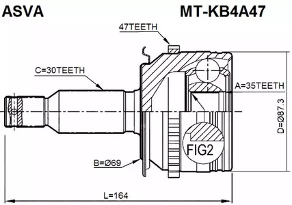 Шарнирный комплект приводной вал ASVA MT-KB4A47