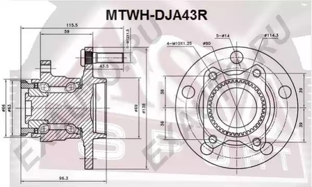 Ступица задняя с кольцом абс ASVA MTWH-DJA43R