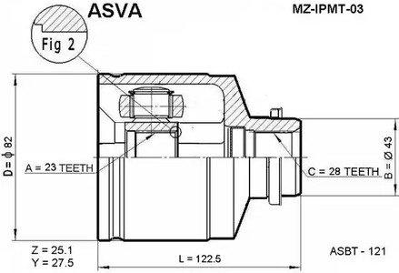 Шарнирный комплект приводной вал ASVA MZ-IPMT-03