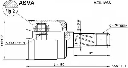 Шарнирный комплект приводной вал ASVA MZIL-M6A