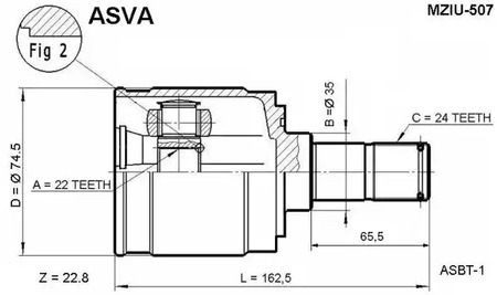 Шарнирный комплект приводной вал ASVA MZIU-507
