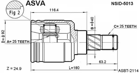 Шарнирный комплект приводной вал ASVA NSID-5013