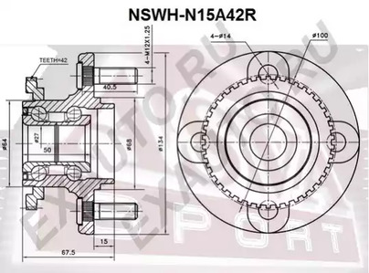 Ступица задняя с кольцом абс ASVA NSWH-N15A42R
