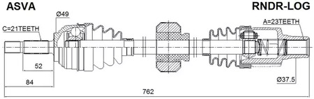 Привод правый 23x794x21 ASVA RNDR-LOG