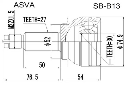 Шарнирный комплект приводной вал ASVA SB-B13