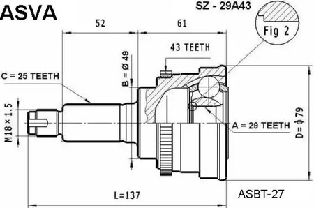 Ремкомплект наружного шруса ASVA SZ-29A43