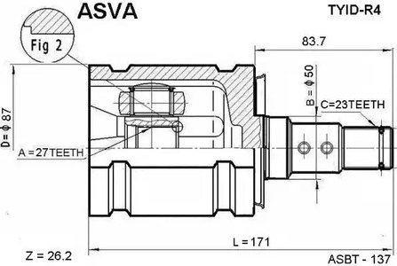Шарнирный комплект приводной вал ASVA TYID-R4
