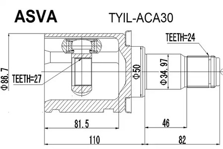Шарнирный комплект приводной вал ASVA TYIL-ACA30