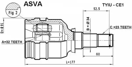 Шарнирный комплект приводной вал ASVA TYIU-CE1