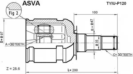 Шарнирный комплект приводной вал ASVA TYIU-P120