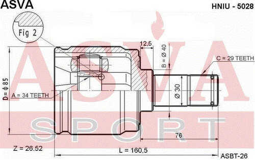 Шрус внутренний левый 34x40x29 ASVA HNIU-5028