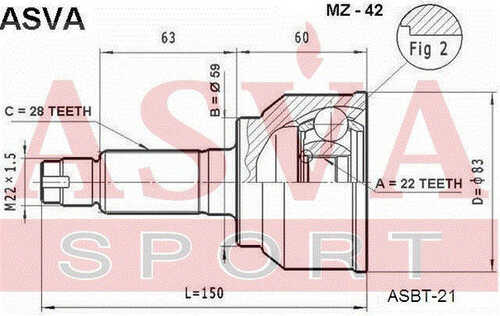 Ремкомплект наружного шруса ASVA MZ-42