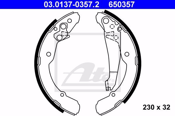 Колодки тормозные барабанные ATE 03-0137-0357-2