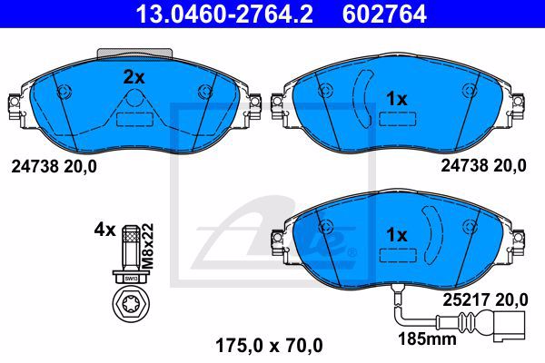 Комплект тормозных колодок дискового тормоза ATE 13-0460-2764-2