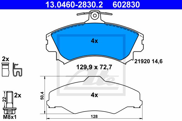 Комплект тормозных колодок дискового тормоза ATE 13-0460-2830-2