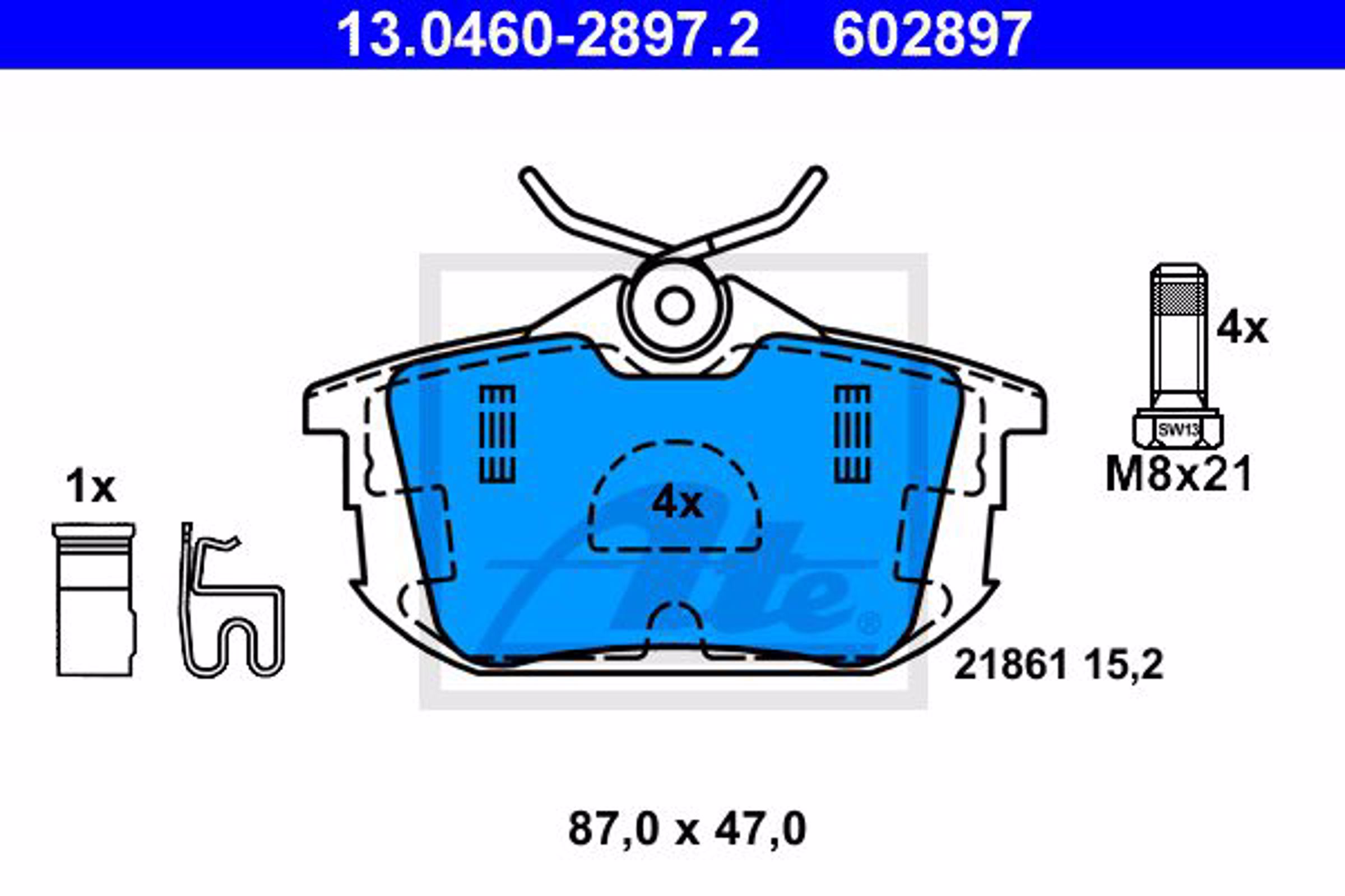 Тормозные колодки ATE 13.0460-2897.2