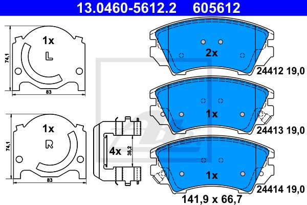 Комплект тормозных колодок дискового тормоза ATE 13-0460-5612-2