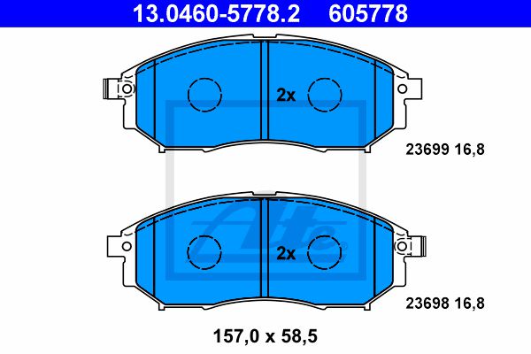 Комплект тормозных колодок дискового тормоза ATE 13-0460-5778-2