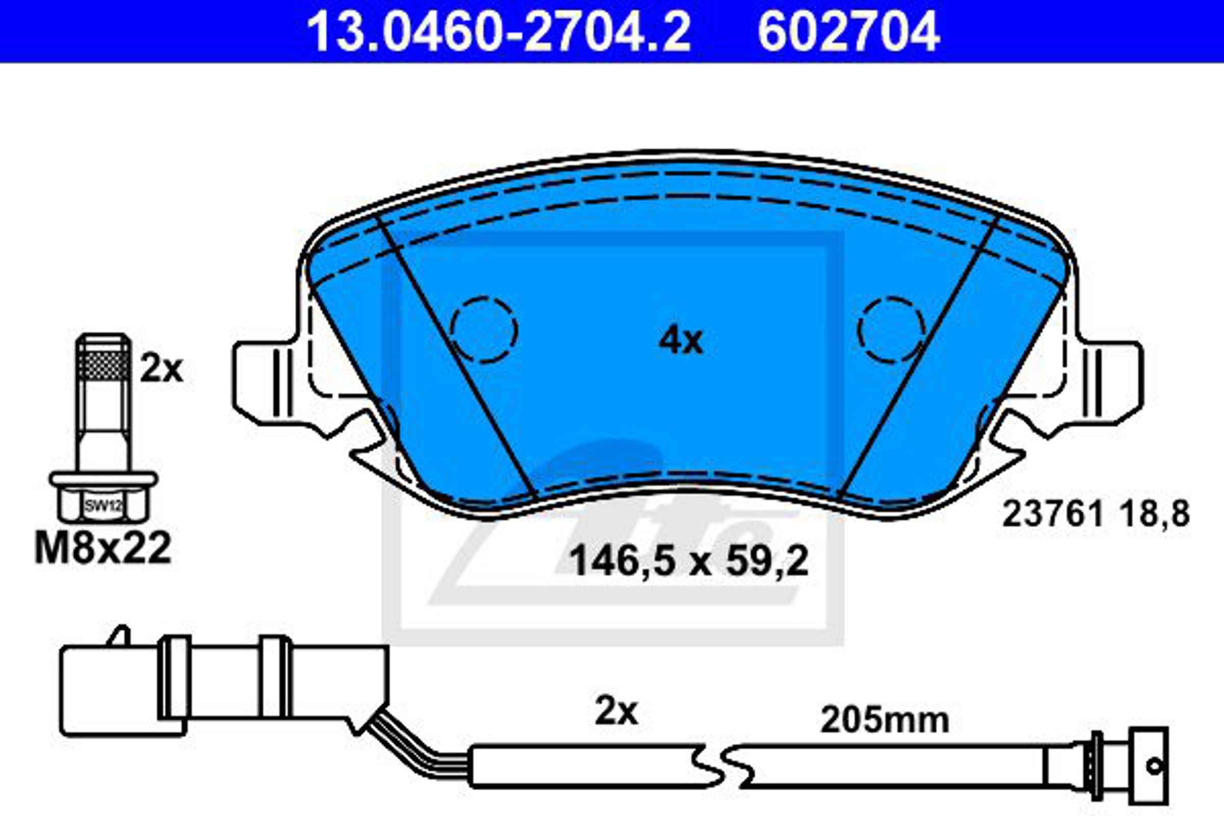 Колодки тормозные дисковые ATE 13.0460-2704.2