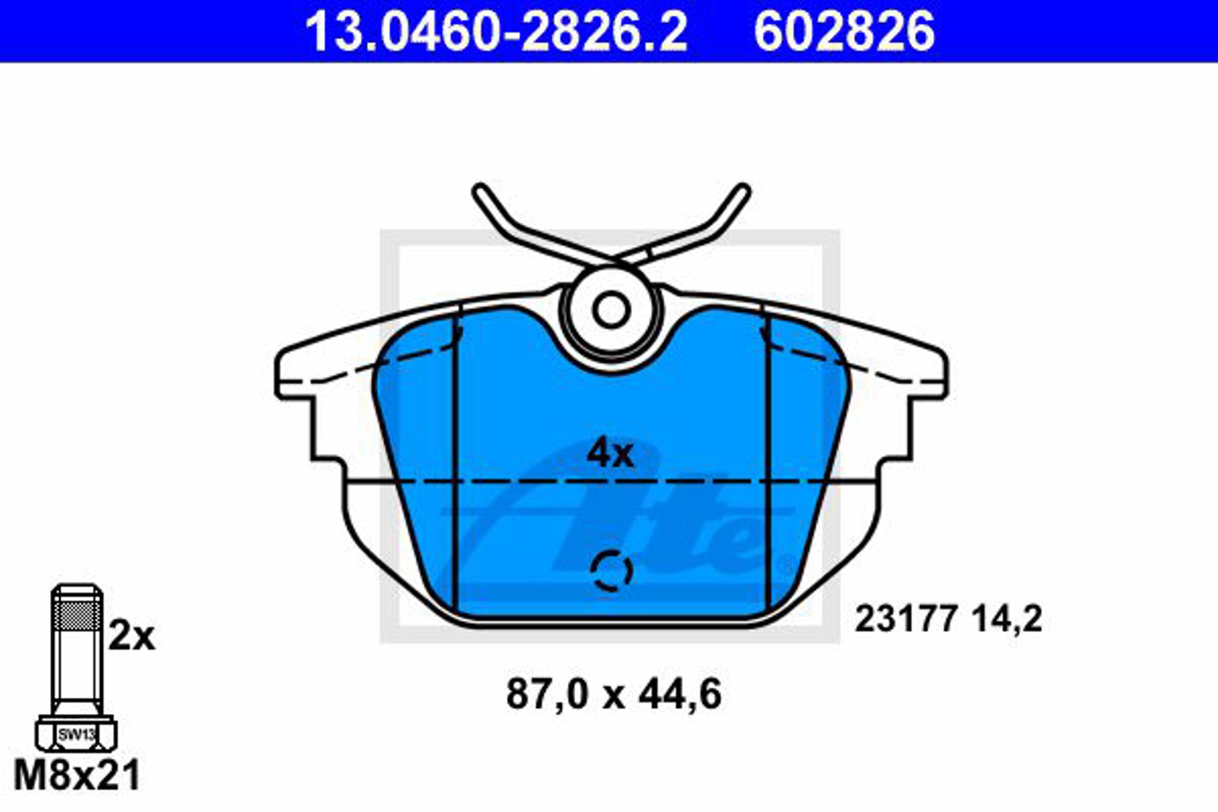 Колодки тормозные дисковые ATE 13.0460-2826.2