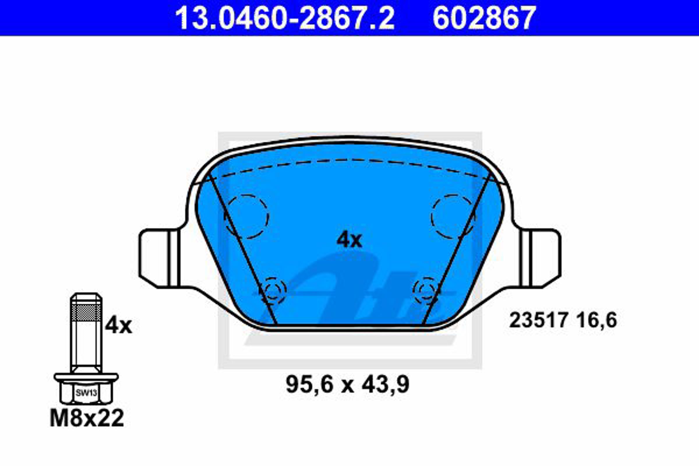 Колодки тормозные дисковые ATE 13.0460-2867.2