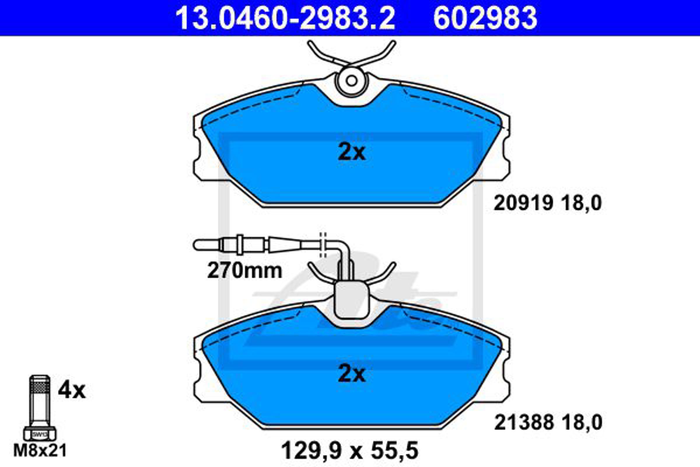 Колодки тормозные дисковые ATE 13.0460-2983.2