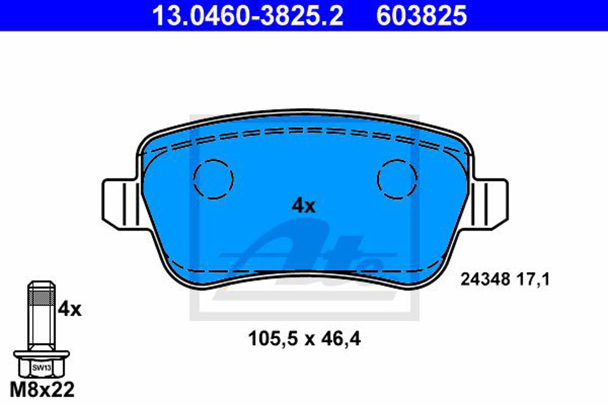 Колодки тормозные дисковые ATE 13.0460-3825.2