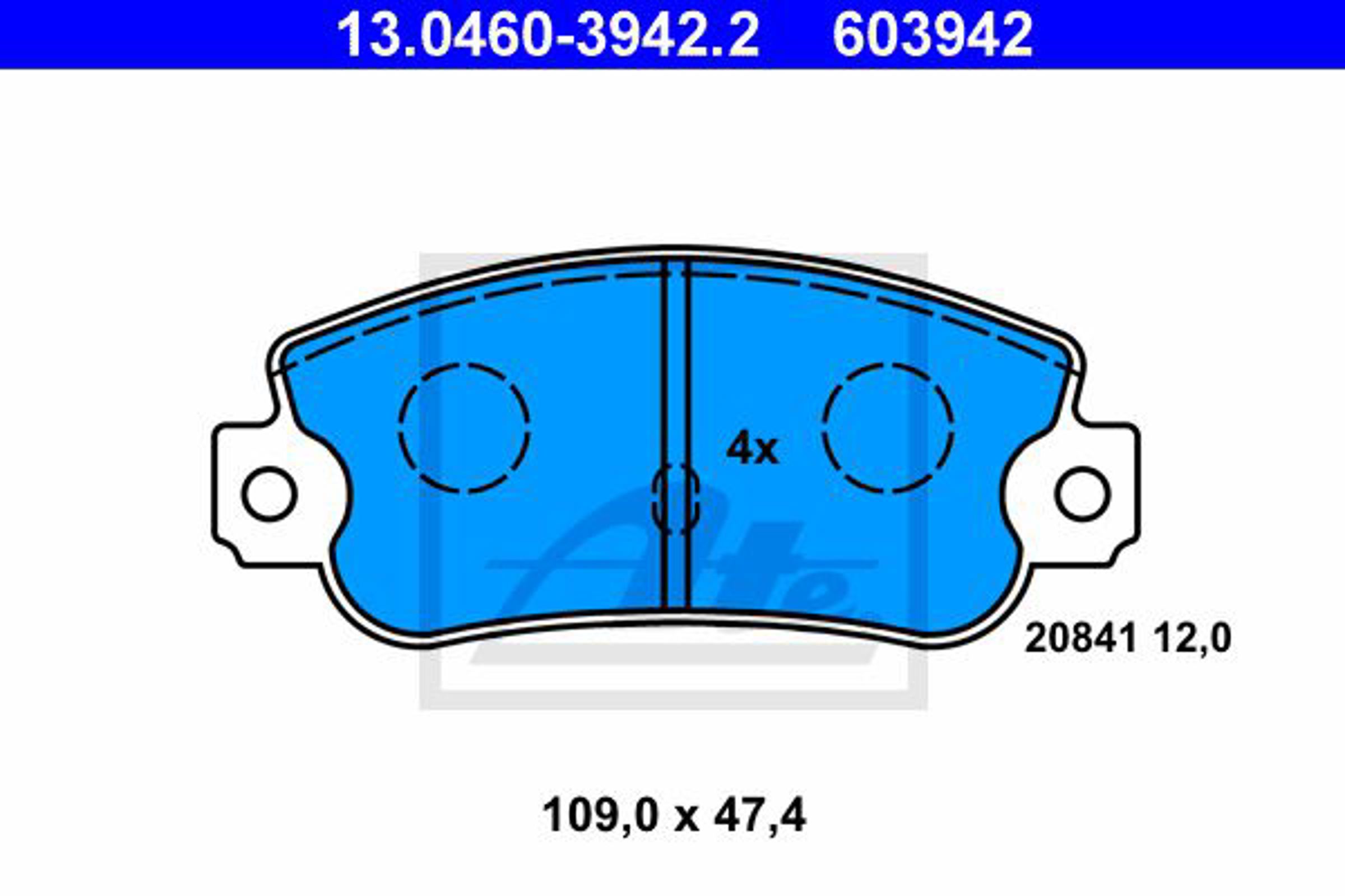 Колодки тормозные дисковые ATE 13.0460-3942.2