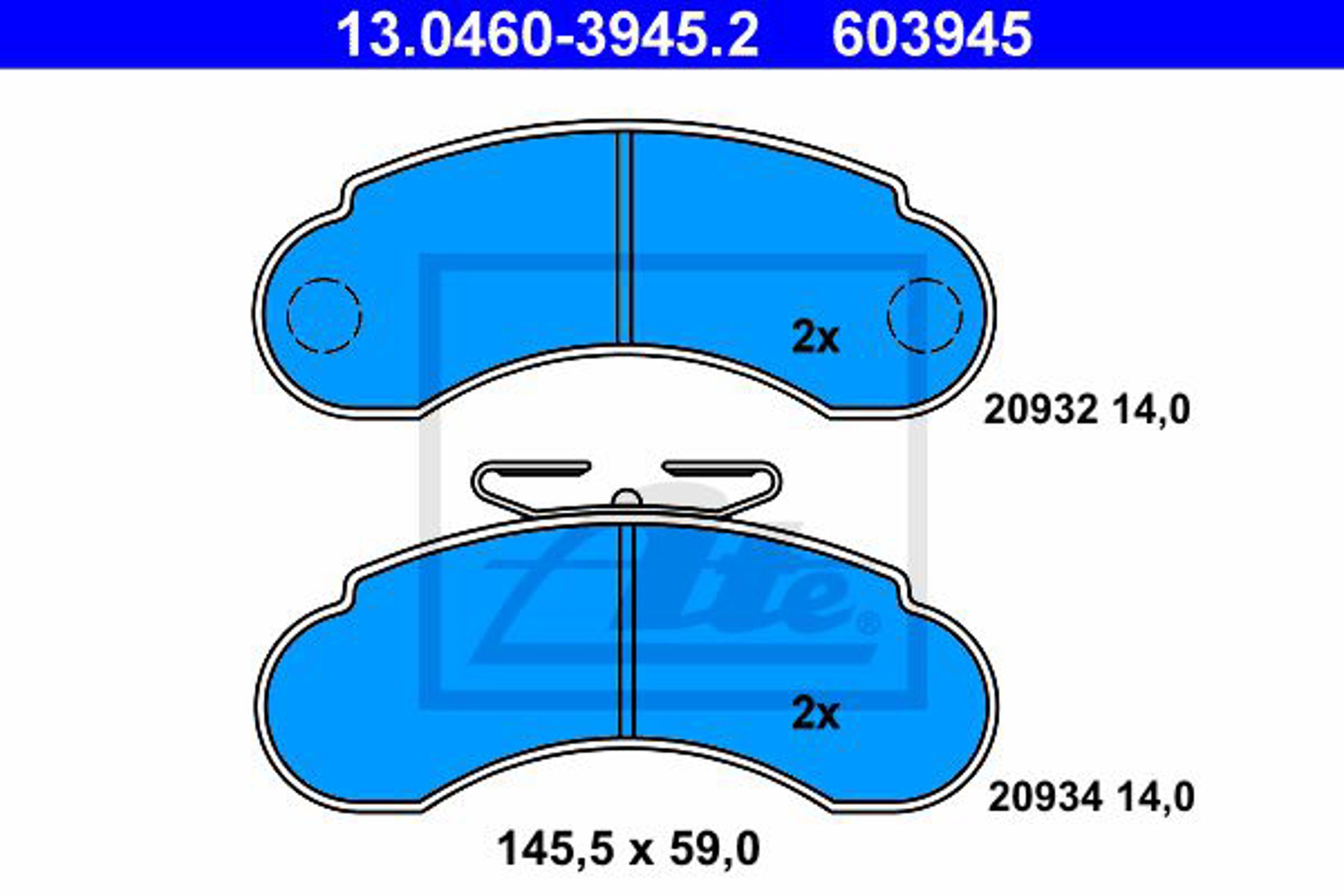 Колодки тормозные дисковые ATE 13.0460-3945.2