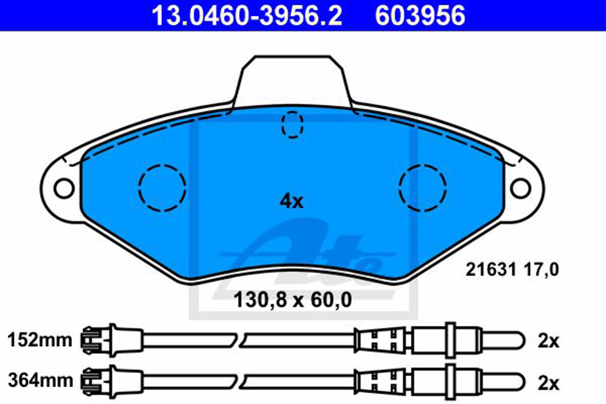 Колодки тормозные дисковые ATE 13.0460-3956.2
